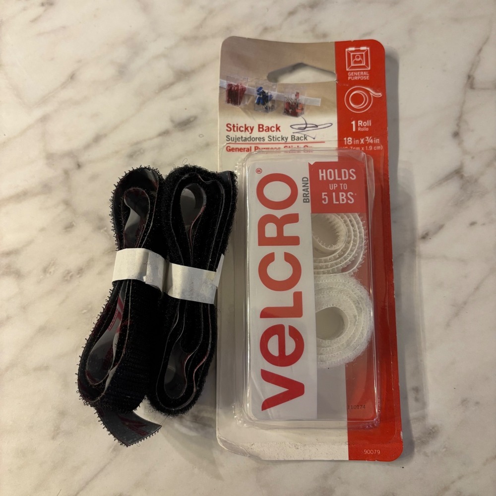 Velcro Brand Sticky Back Fasteners 18in x 3/4in White Roll and Black Tape Lot
